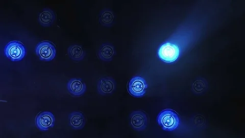 Lights Flashing Spotlight Wall VJ Light Bulb Loop Blue led blinder blinking Video stock 80355486