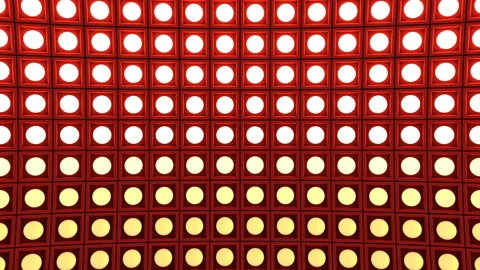 Lights flashing wall bulbs pattern static horizontal red stage vj loop Stock Footage 93671752