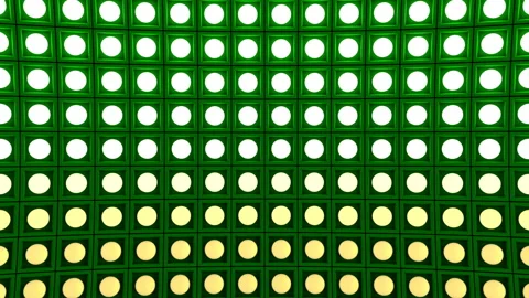 Lights flashing wall bulbs pattern static horizontal green stage vj loop Stock Footage 93674019