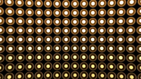 Lights flashing wall round bulbs pattern static horizontal wood stage vj loop Stock Footage 93676237