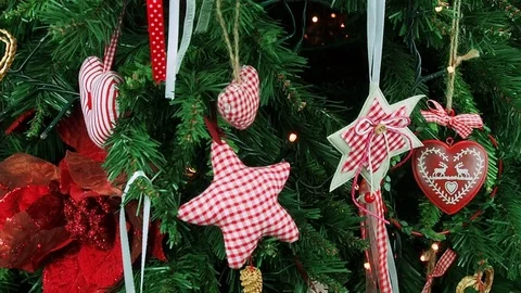 Lights flashing on xmas tree closeup Stock Footage 71153471