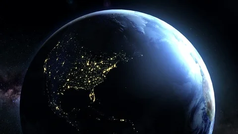 Lights Flicker Out Across Planet Earth - North America Stock Footage 112329856