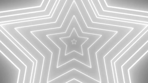 Lights with Glowing Star Shape on Black Background, neon stars. Digital 3d .. Video stock 310578182