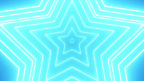 Lights with Glowing Star Shape on Black Background, neon stars. Digital 3d .. Stock Footage 310578184