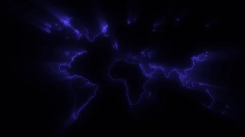 Lights Go Around World Map With Shine Effect. Seamless Loop Stock Footage 73366647
