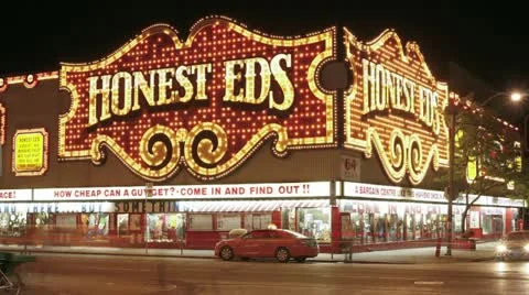 Lights go out at Honest Eds on Bloor, Toronto Stock Footage 11237332