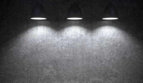 Lights Hanging In Front Of Concrete Wall Ilustración de archivo