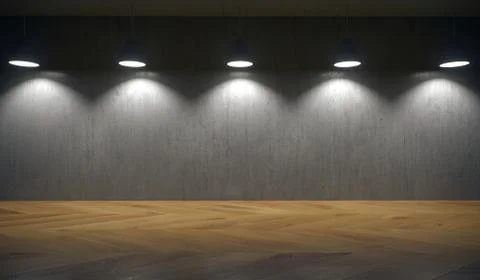 Lights Hanging In Front Of Concrete Wall Ilustración de archivo