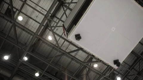 Lights Hanging From Stadium Ceiling Stock Footage 100650303