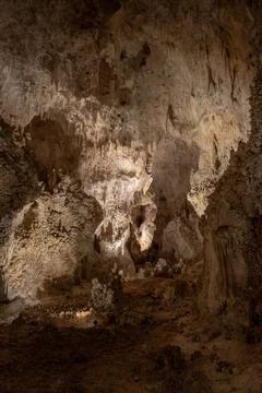 Lights Highlight The Formations In Carlsbad Caverns Foto stock