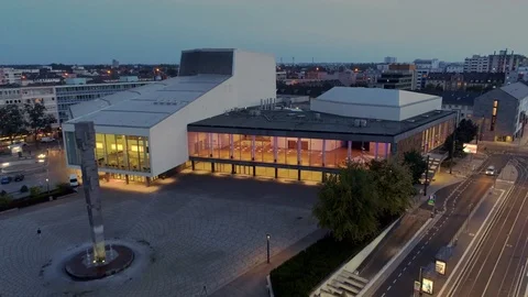 Lights inside a Beautiful Modern Building with Large Windows Stock-Footage 120560382