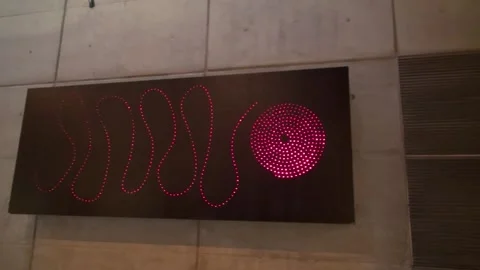 Lights led decoration snail Ammonite snake science museum CosmoCaixa Stock Footage 327207092