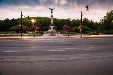 Lights of Montreal in the evening Stock Photos