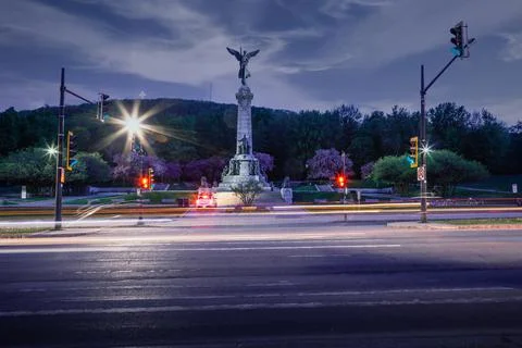 Lights of Montreal, in the evening Stock Photos
