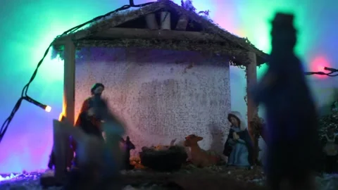 Lights in the Nativity scene Stock Footage 324681802