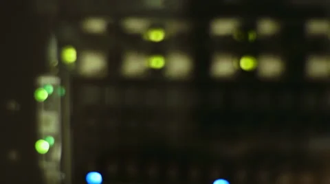 Lights on network server network media converters and ethernet switches Stock Footage 50026965