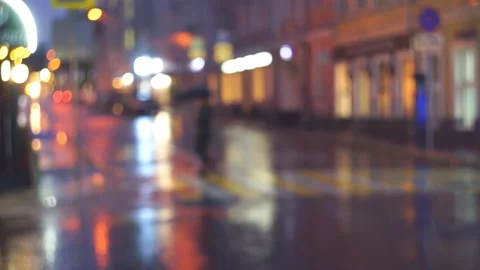 Lights of the night city. Rain, light from windows Stock Footage 115184998