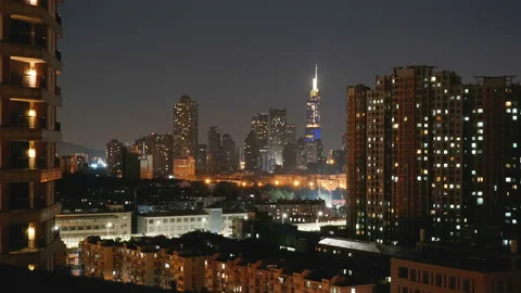The lights of the night Metropolis. timelapse Stock Footage 97848431