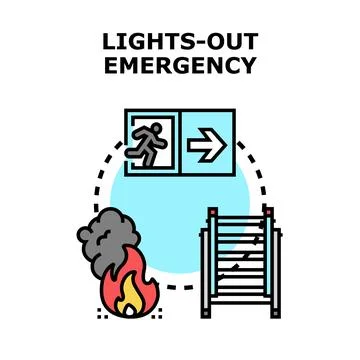 Lights out emergency vector illustration of fire exit Stock Illustration