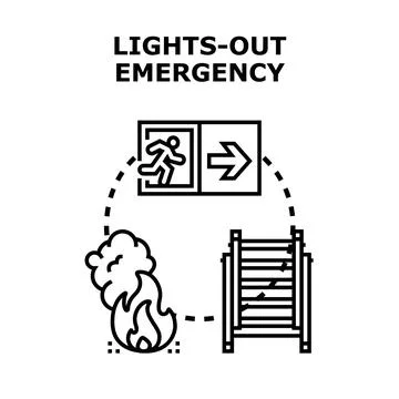 Lights out emergency vector illustration of fire exit Stock Illustration