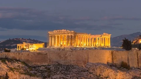Lights on at The Parthenon Video stock 85580863