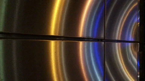 Lights pulsate across a wall Stock Footage 97446614