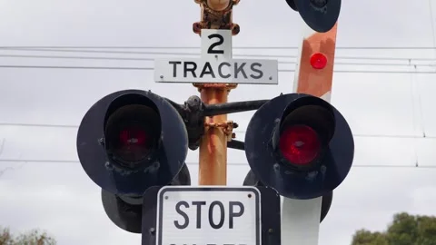 Lights at Rail Crossing Stock Footage 321092879