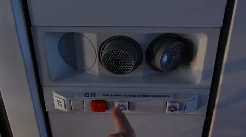 Lights for reading and icon indicating that seat-belts must be put on Stock Footage 54074998