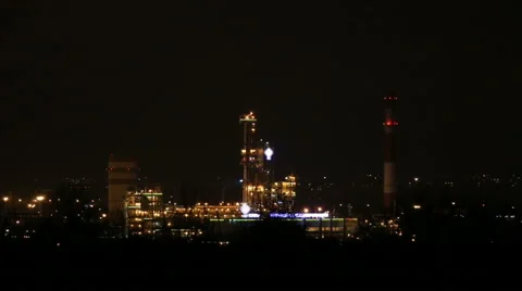 The lights of the refinery at night Stock Footage 58847447