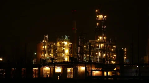 The lights of the refinery at night Stock Footage 58847504