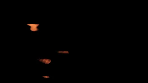 Lights reflected in water at night Stock Footage 34087072