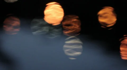 Lights reflected in water at night Stock Footage 34088505