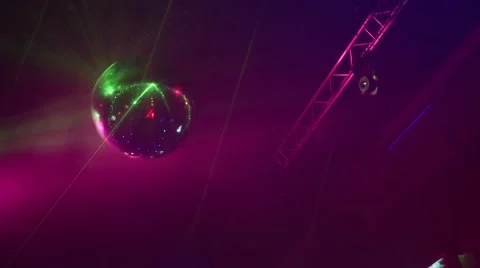 Lights reflecting on disco-ball in slow motion Stock Footage 44240523