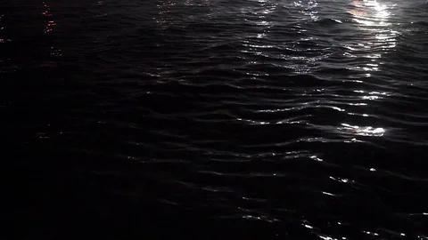 Lights Reflection on The Water at Night Stock Footage 89154553