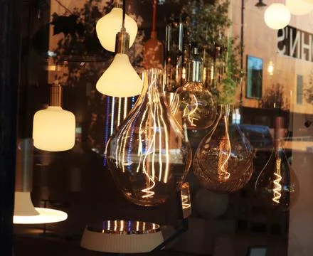 Lights in a shop window Stock Photos
