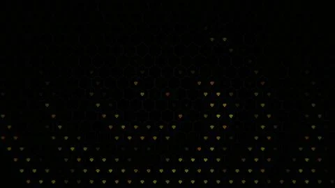 Lights show patterns on a dark wall in a public space Illustrazione stock