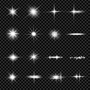 Lights sparkles isolated. Vector illustration of glowing lens flares and spar Stock Illustration