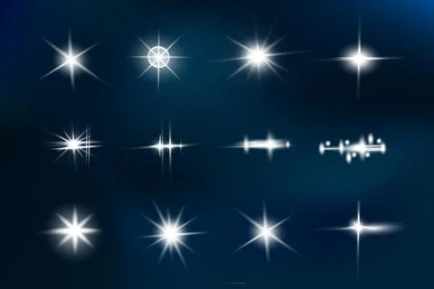 Lights sparkles isolated. Vector illustration of glowing lens flares Stock Illustration