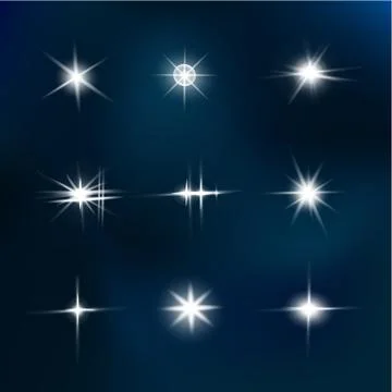 Lights sparkles isolated. Vector illustration of glowing lens flares Stock Illustration