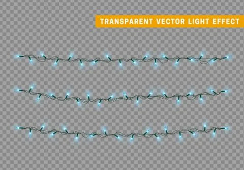Lights string garlands color blue. Christmas lights isolated realistic design. Stock Illustration