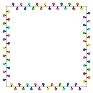 Lights string square frame with copy space. Garland festive border for christ 스톡 일러스트