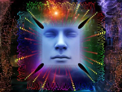 Lights of Super Human AI 스톡 일러스트