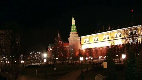 Lights switch off on Kremlin during Earth Hour. Stock Footage 74127889