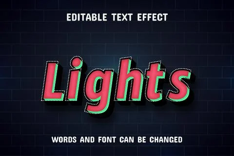 Lights text - editable text effect Stock Illustration