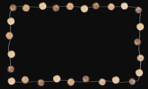 Lights thread ball garland rectangle frame. Decoration element for Birthday.. Ilustración de archivo