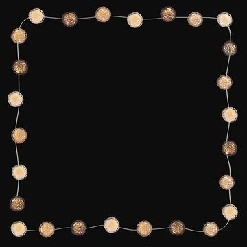 Lights thread ball garland square frame. Decoration element for Birthday or.. Stock Illustration
