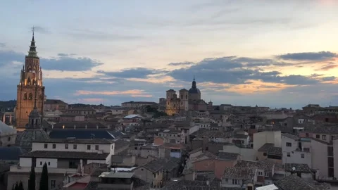 Lights on in Toledo Spain Stock Footage 169054220