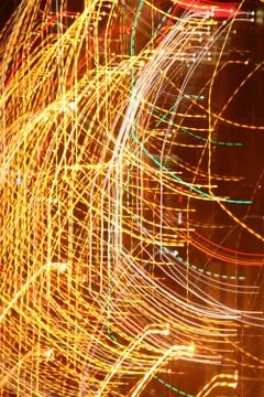 Lights trails dynamic backdrop. Night exposure motion lines texture. Light tr Foto stock