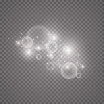 Lights on transparent background. Magic concept. Vector white glitter wave Stock Illustration