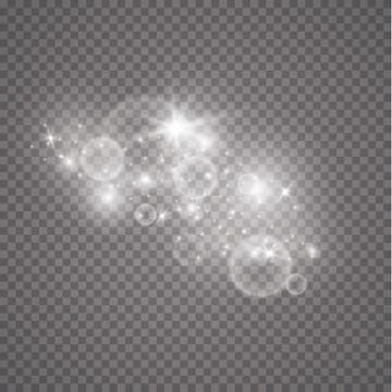 Lights on transparent background. Magic concept. Vector white glitter wave Stock-Illustration
